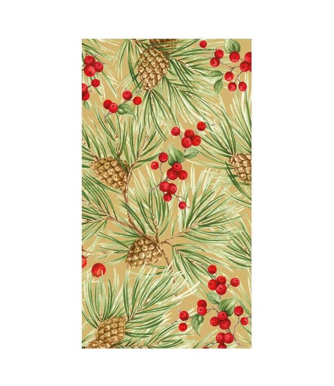 Evergreen And Berries Gold Guest Towels