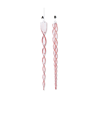 16 Inch Red & Clear Glass Flat Spiral Icicle Ornaments