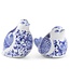 Blue & White Porcelain Floral Pattern Wing Detail Sitting Birds - Sold Individually