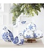 Blue & White Porcelain Floral Pattern Wing Detail Sitting Birds - Sold Individually