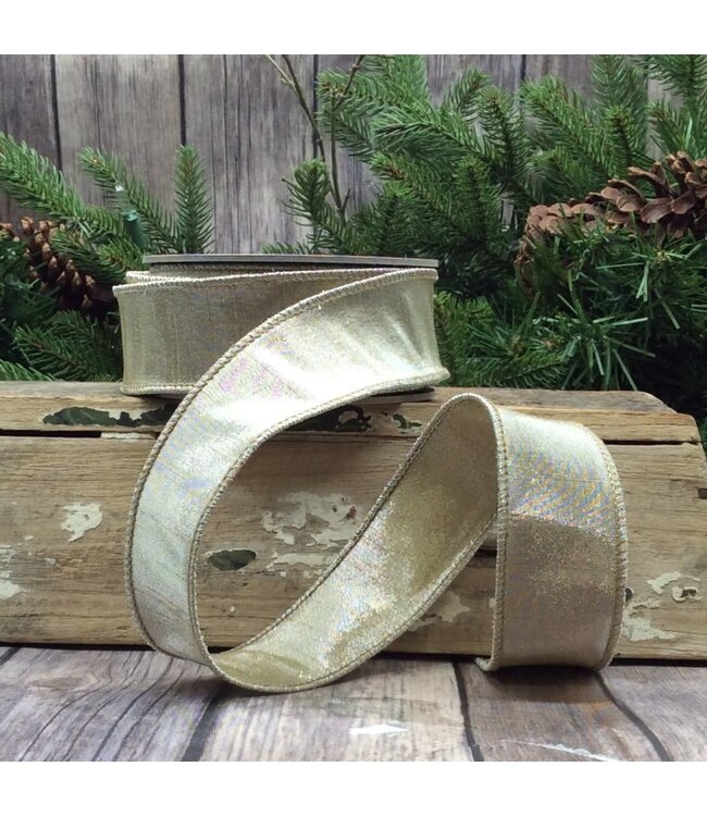 1.5" X 10yds Metallic Dupion, Platinum