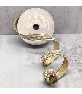 1" x 5yds Metallic Dupion Duchess Red Jewel Center