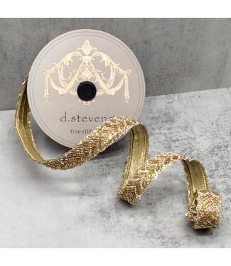1" x 5yds Bead Jewel Chevron Glam, Gold