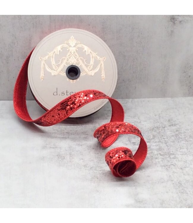 1" x 10yds Cirque Glitter, Red