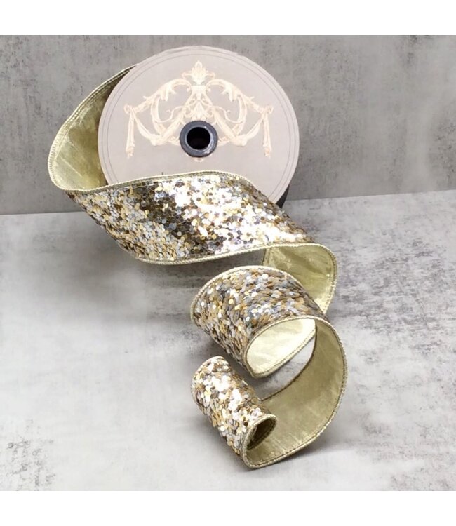 2.5" x 10yds Cirque Glitter, Silver Gold