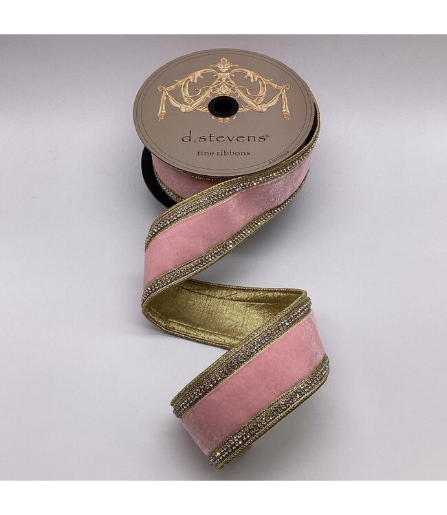 2.5" x 5yds Velvet Iris Crystal Side Trim, Strawberry