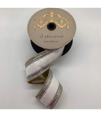 2.5" x 5yds Velvet Clear Crystal Jewel Side Trim, Winter White