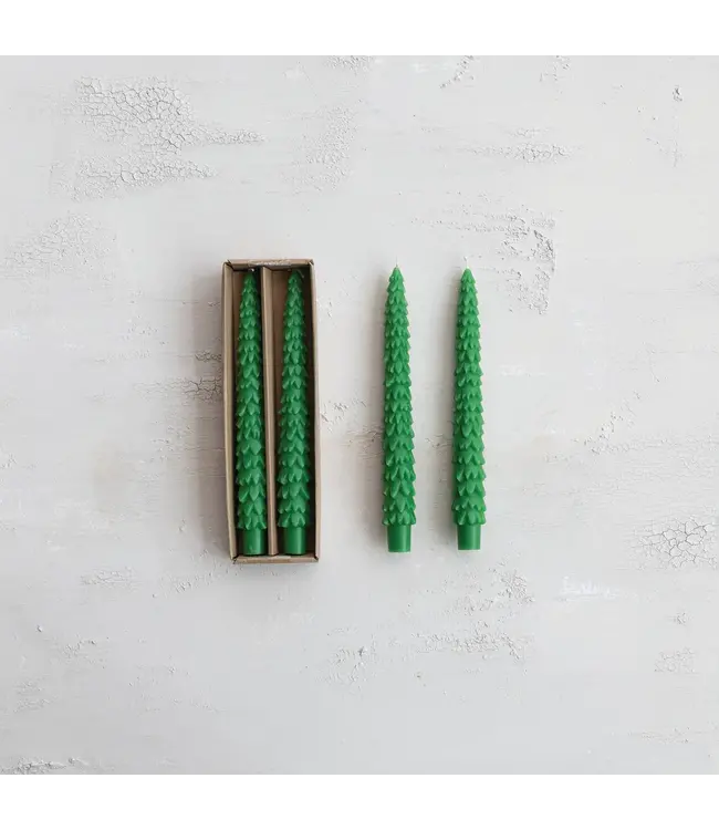 Unscented Tree Shaped Taper Candles, Green
