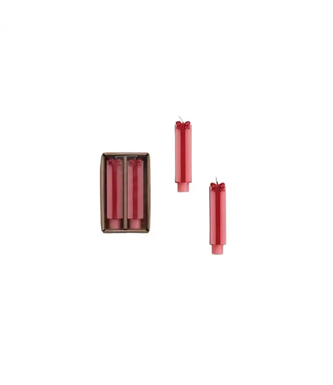 Unscented Package Shaped Taper Candles in Box, Pink & Red