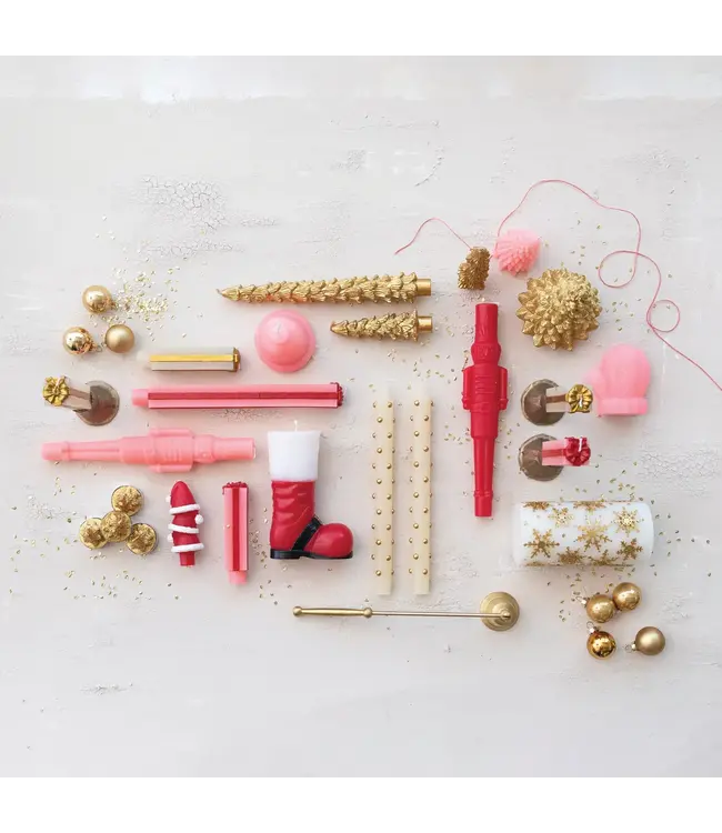 Unscented Package Shaped Taper Candles in Box, Pink & Red