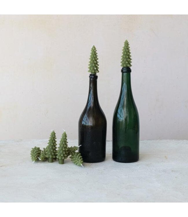 Unscented Tree Shaped Bottle Taper Candles - Sold as Set