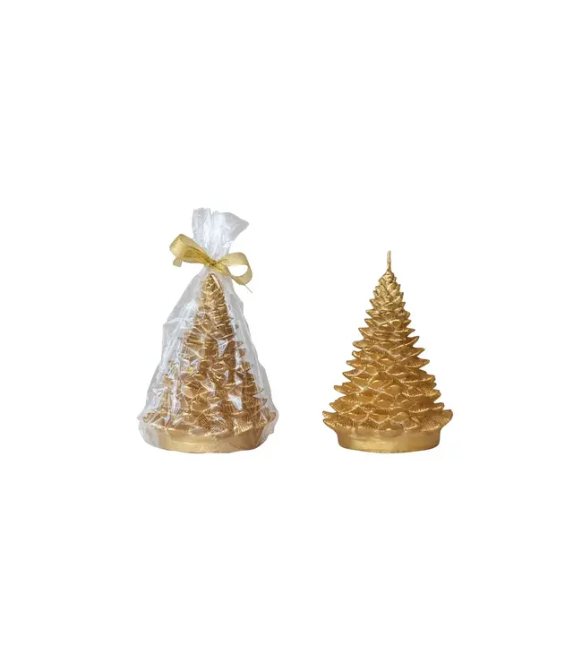 Unscented Tree Shaped Candle, Gold - Sold Individually