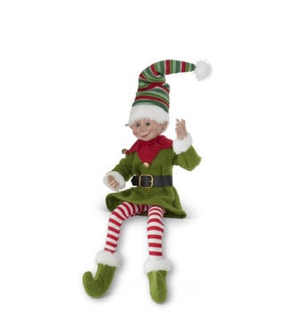 21" Red & Light Green Posable Christmas Elf