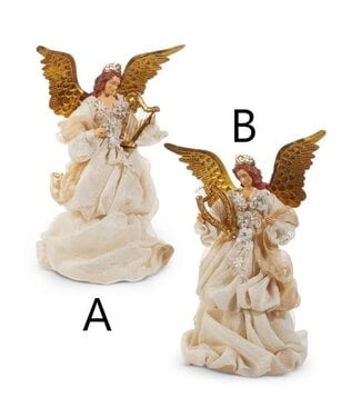 16" Golden Ivory Angel Tree Topper - Sold Individually