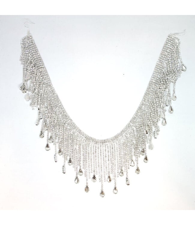 18" Fringe Marquise Garland, Clear-Silver