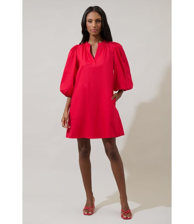 Victoria Shift Split Neck Mini Dress