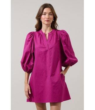 Victoria Shift Split Neck Mini Dress