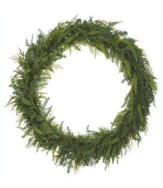 38" Soft PE Cedar Mixed Pine Wreath Green