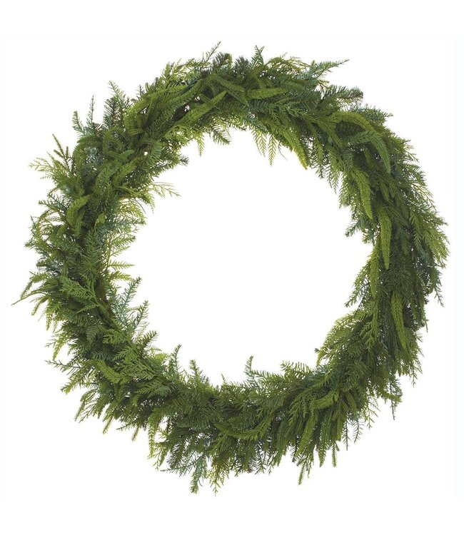 38" Soft PE Cedar Mixed Pine Wreath Green
