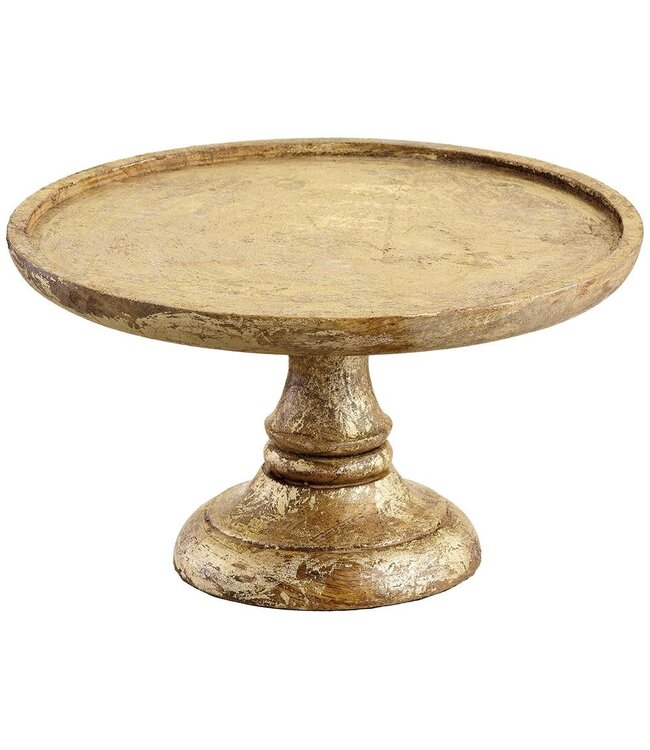 Wood Cake Stand Gold Brown