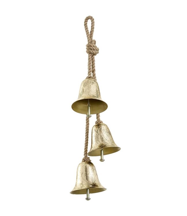 21" Bell Ornament x3 Gold Antique