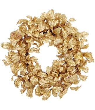 24" Metallic Magnolia Leaf Wreath Gold