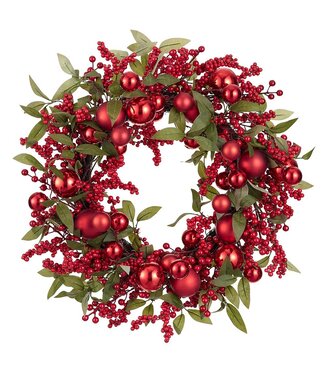 23.5" Ornament Ball/Berry Wreath Red Green