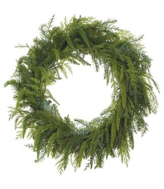 25" Soft PE Cedar Mixed Pine Wreath Green