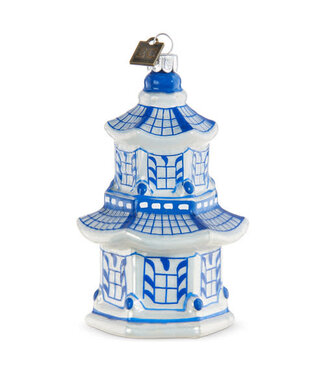 4.25" Pagoda Ornament - Blue