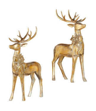 16.75" Aged Gold Deer with Bow - Sold Individually