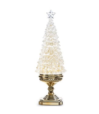 17" Lighted Tree with Gold Swirling Glitter
