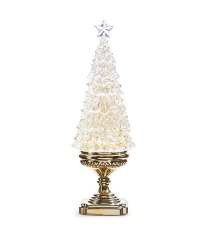 17" Lighted Tree with Gold Swirling Glitter