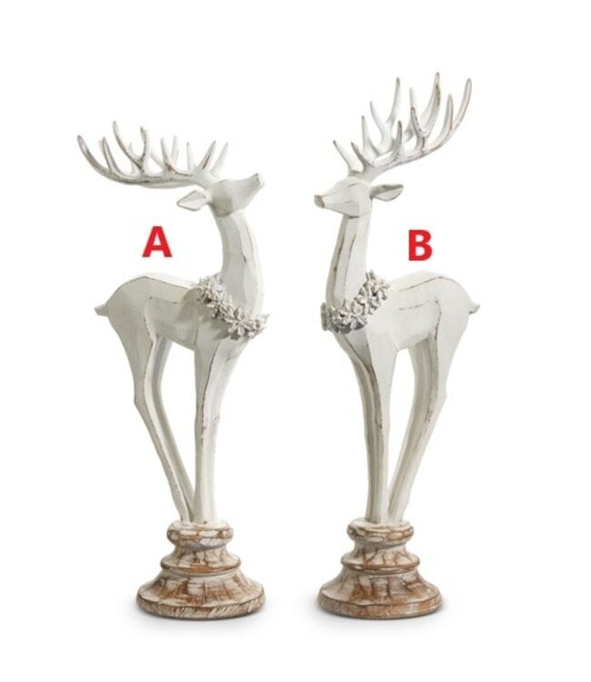 17" Distressed Reindeer on Stand