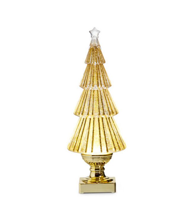 Lighted Flat Tree with Gold Swirling Glitter