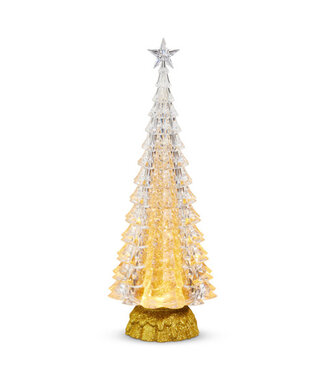 15" Lighted Gold Tree with Swirling Glitter