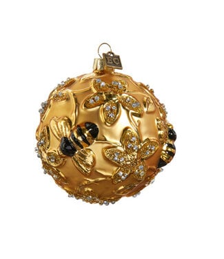 EC 3.5" Gilded Bee Ball Ornament