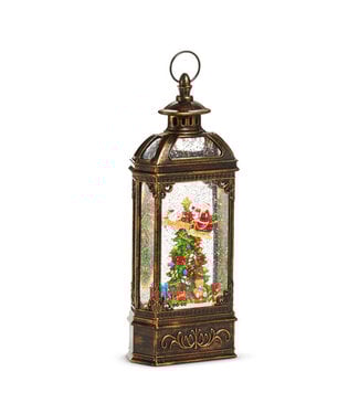 14" Flying Santa around Tree Musical Lighted Water Lantern
