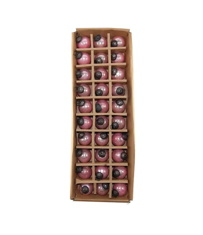 1"Rd Mercury Glass Ball Ornaments, Pink - Sold as Set