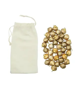 Embossed Mercury Glass Ornaments in Muslin Bag - Sold as Set