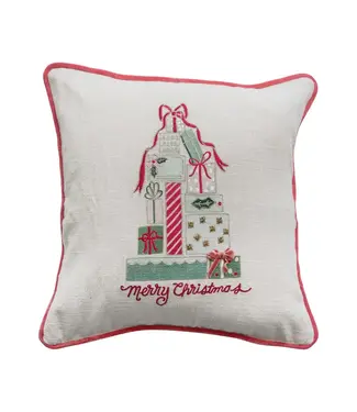 16"Sq Cotton Slub Printed Pillow With "Merry Christmas"