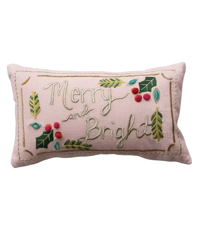 Lumbar Pillow with Hand-Embroidery