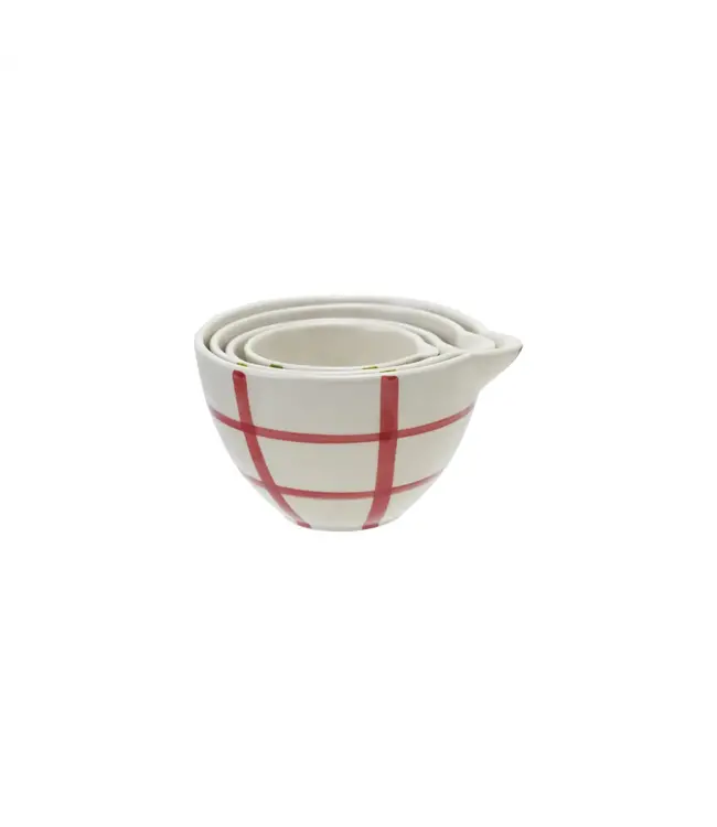 Stoneware Prep Bowls W Grid Pattern - Sold as Set