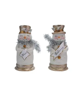 Resin Snowman w Scarf & Sign - Sold Individually