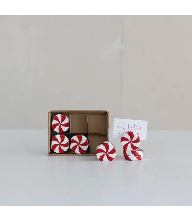 Stoneware Candy Shaped Place Card/Photo Holder - Sold as Set