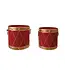 Iron Drum Shaped Buckets Red & Gold Color - Sold Individually