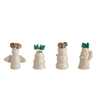 White Christmas Toothpick Caddy Sets - Sold Individually
