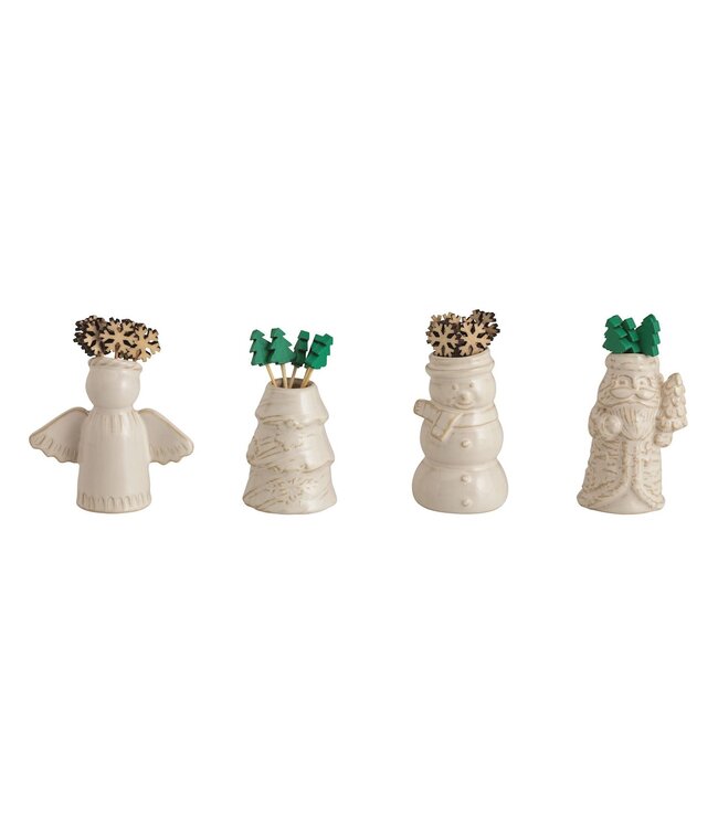 White Christmas Toothpick Caddy Sets - Sold Individually