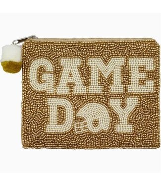 Gold Helmet Game Day Beaded Pouch