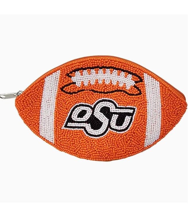 Football OSU Beaded Pouch