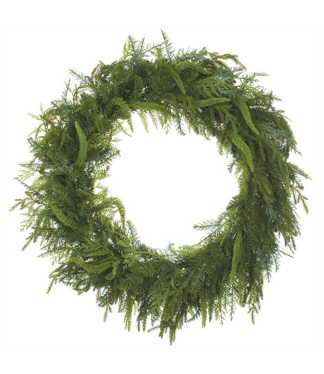 32" Soft PE Cedar Mixed Pine Wreath Green